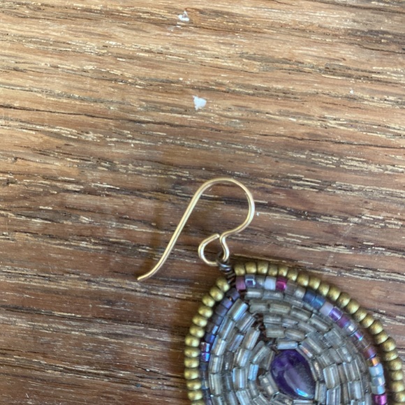 Vintage Hand Beaded Artisan Earrings - Picture 8 of 9